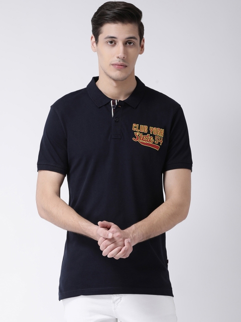 

Club York Men Navy Blue Solid Polo Collar T-shirt