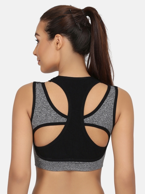 

PRETTYBOLD Black Solid Non-Wired Lightly Padded Sports Bra PBX-01
