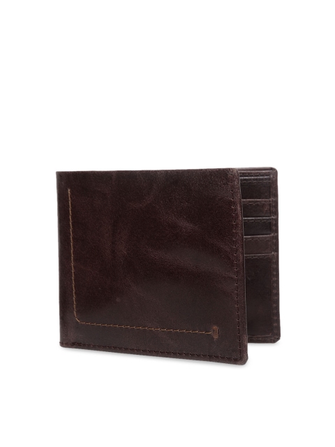 

WELBAWT Men Brown Solid Two Fold Leather Wallet