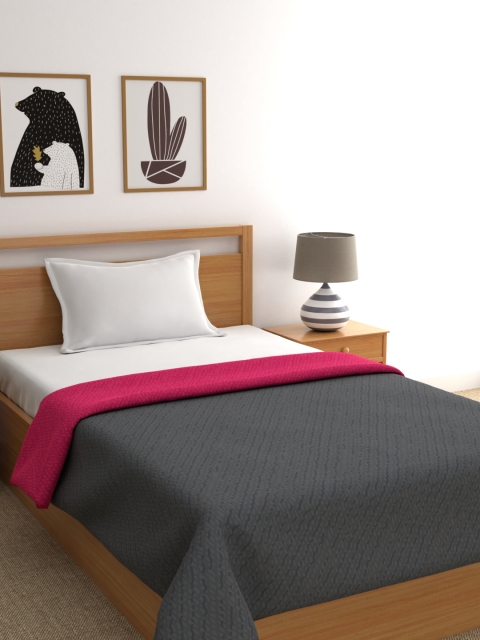 

BIANCA Charcoal Grey & Pink Solid AC Room 110 GSM Single Bed Comforter