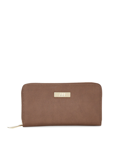 

AND Women Brown Textured Zip Around Wallet