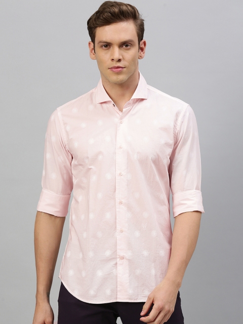 

RARE RABBIT Men Baby Pink Tailored Fit Printed Casual Shirt