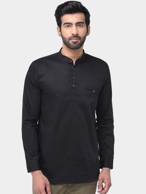 

SG LEMAN Men Black Solid Straight Kurta