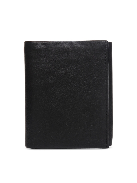 

WELBAWT Men Black Solid Leather Three Fold Wallet