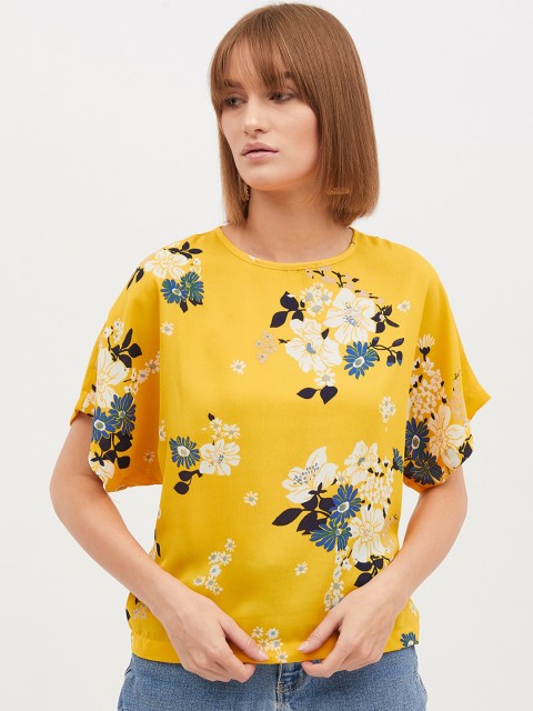 

Harpa Women Yellow & White Floral Printed Top