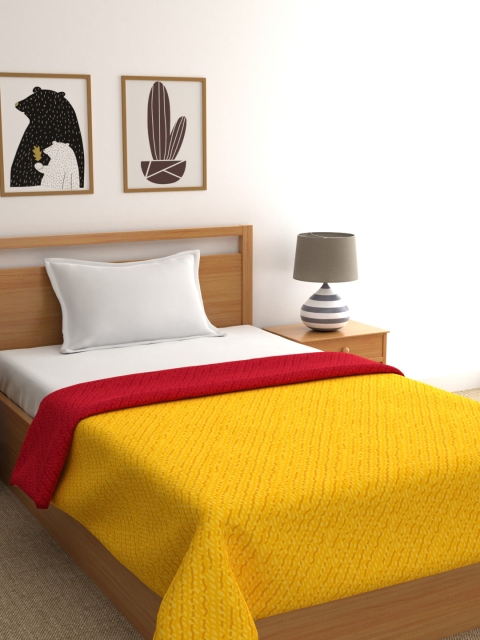 

BIANCA Yellow & Red Solid AC Room 110 GSM Single Bed Comforter