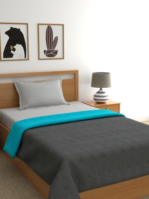 

BIANCA Grey & Teal Solid AC Room 300 GSM Single Bed Comforter