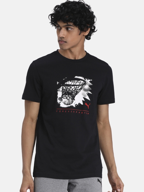 

Puma Men Black Printed Round Neck T-shirt