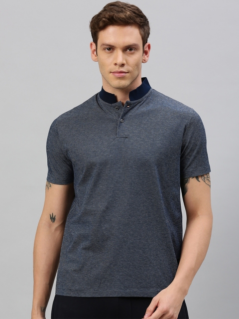 

RARE RABBIT Men Navy Blue Solid Polo Collar T-shirt
