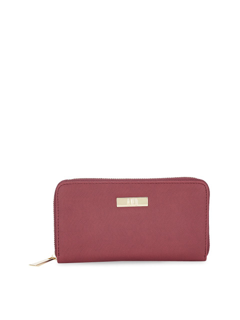 

AND Women Burgundy Solid Zip Around Wallet