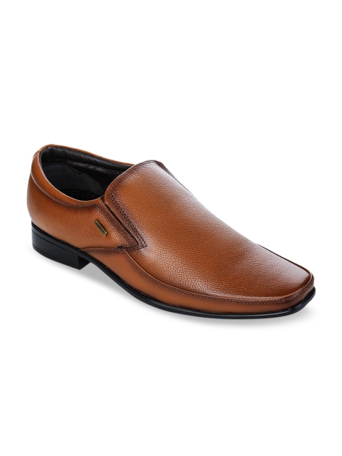 

Liberty Men Tan Brown Solid Leather Formal Slip-ons