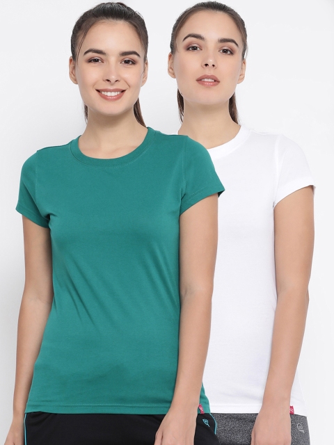 

Macrowoman W-Series Women Pack Of 2 Solid Round Neck T-shirt, White