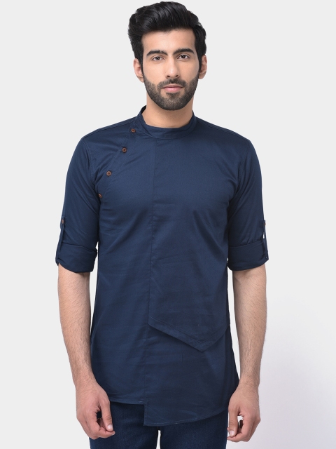 

SG LEMAN Men Navy Blue Solid Straight Kurta