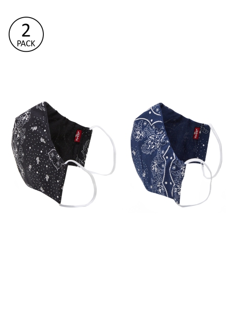 

Levis Unisex 2 Pcs Bandana Printed 2 Ply Reusable Outdoor Face Mask, Black