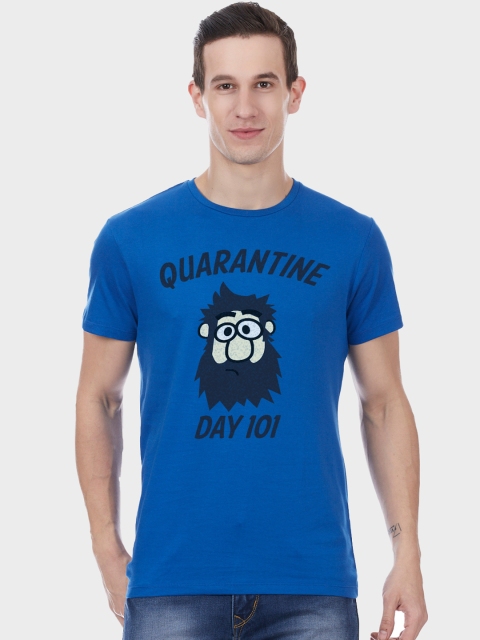 

Free Authority Men Blue Printed Round Neck T-shirt