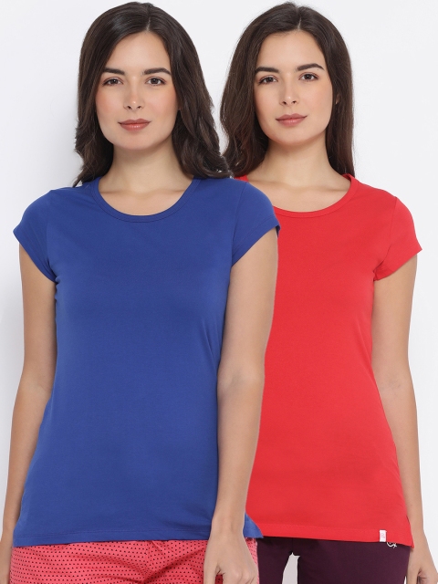 

Macrowoman W-Series Women Pack Of 2 Solid Lounge T-Shirts, Red