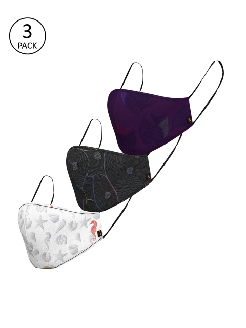 

SIMON CARTER LONDON Men Assorted Quirky 3Pcs 3 Ply Fabric Mask