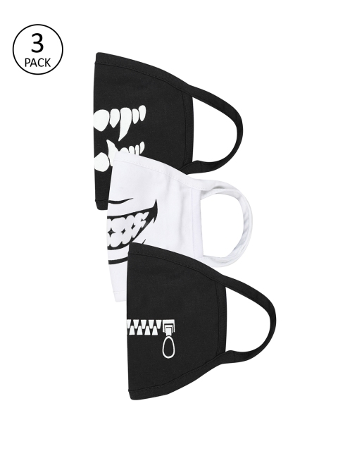 

THREADCURRY Unisex Black & White Pack Of 3 2-Ply Reusable Outdoor Masks
