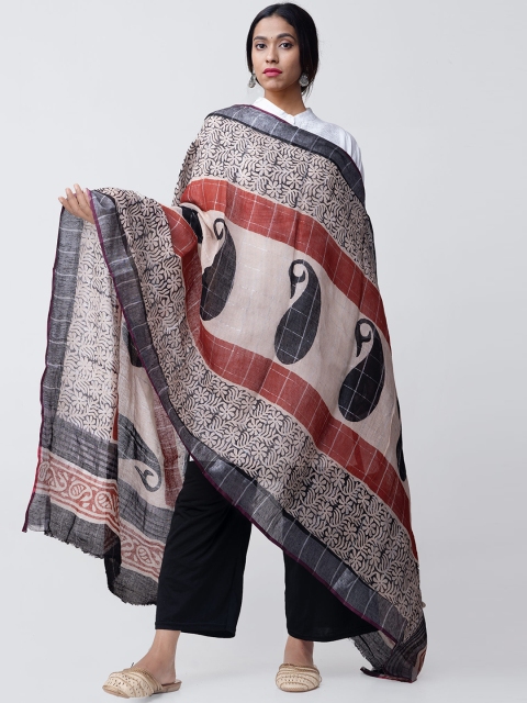 

Unnati Silks Black & Maroon Printed Sustainable Dupatta