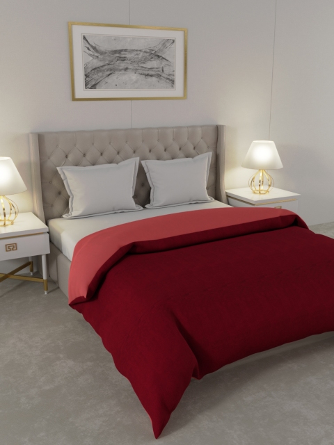 

BIANCA Maroon & Coral Solid AC Room 300 GSM Double Bed Comforter
