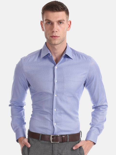 

Arrow Men Blue & White Slim Fit Printed Formal Shirt