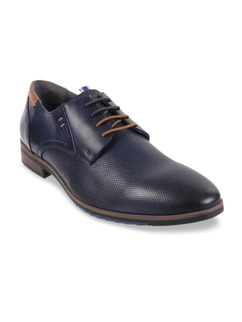 

Metro Men Navy Blue Solid Leather Formal Derbys
