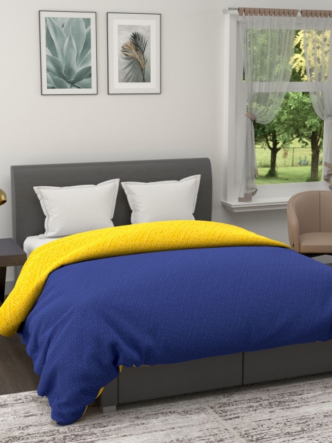 

BIANCA Navy Blue & Yellow Abstract AC Room 110 GSM Double Bed Comforter