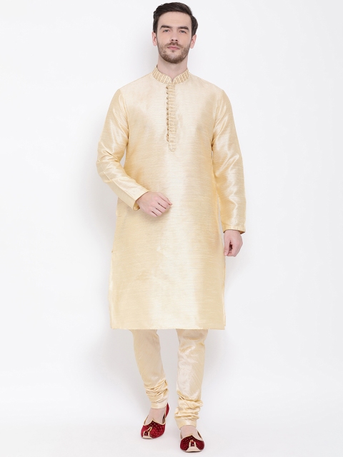 

Lakshya by Manish Men Gold-Coloured Solid Kurta with Trousers