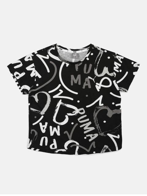 

Puma Girls Black Printed Round Neck Alpha Tee