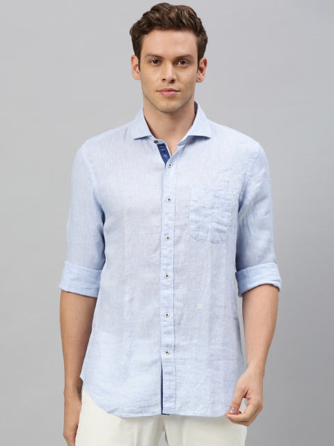 

RARE RABBIT Men Turquoise Blue Tailored Fit Solid Casual Shirt