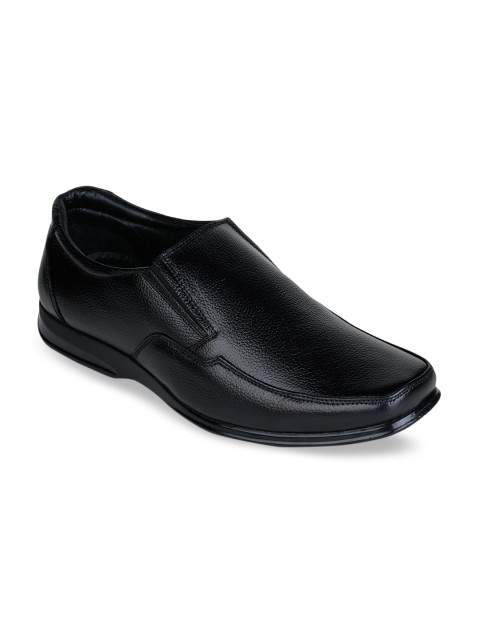 

Liberty Men Black Solid Leather Formal Slip-Ons