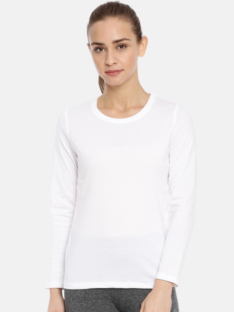 

Macrowoman W-Series Women White Solid Round Neck T-shirt