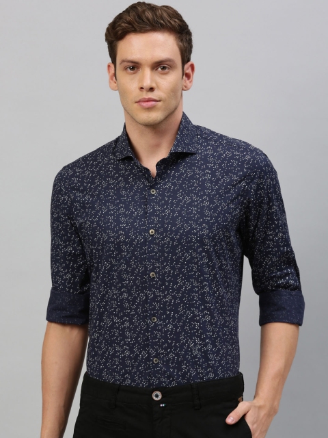 

RARE RABBIT Men Navy Blue Tailored Fit Printed Semiformal Shirt