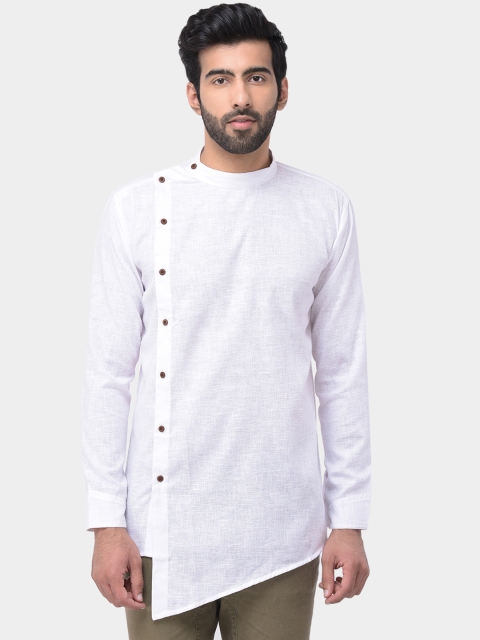 

SG LEMAN Men White Solid Straight Kurta