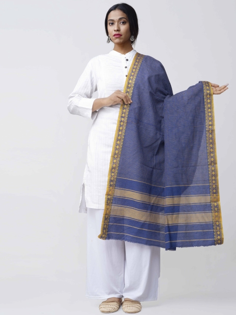 

Unnati Silks Blue Woven Design Dupatta