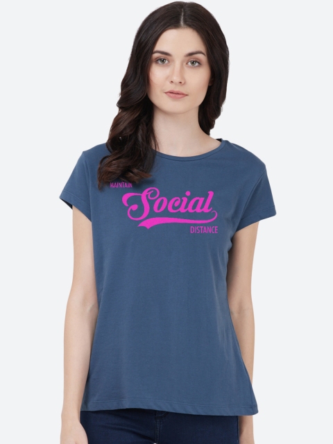 

Free Authority Women Blue Printed Round Neck T-shirt