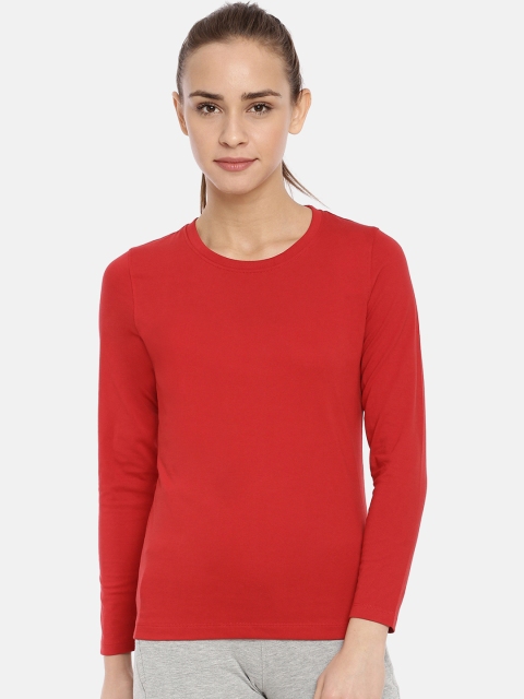

Macrowoman W-Series Women Red Solid Round Neck T-shirt