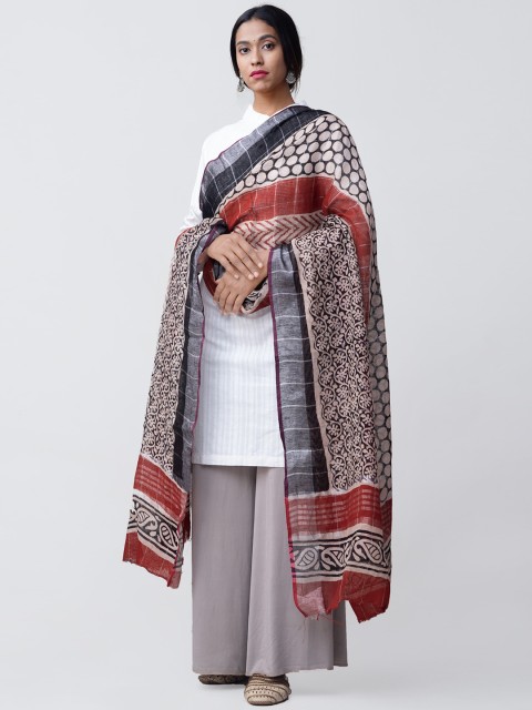 

Unnati Silks Black & Maroon Printed Sustainable Dupatta