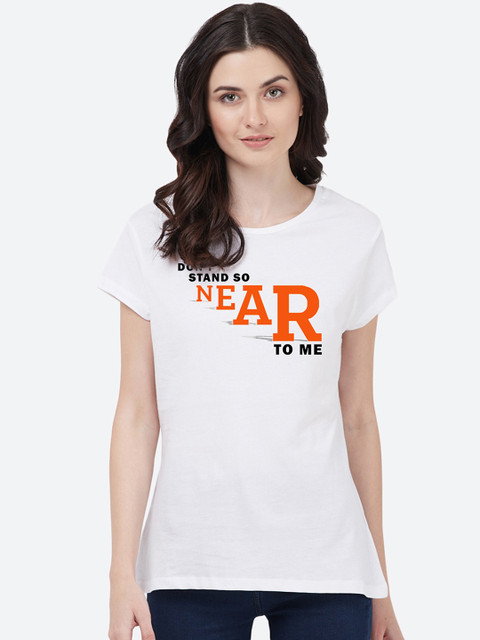 

Free Authority Women White Social Distancing Printed Round Neck T-shirt