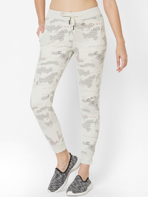 

Sweet Dreams Women Off White & Grey Printed Slim Fit Joggers