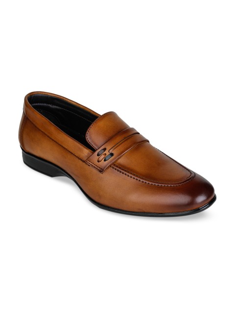 

Liberty Men Tan Brown Solid Leather Formal Slip-ons
