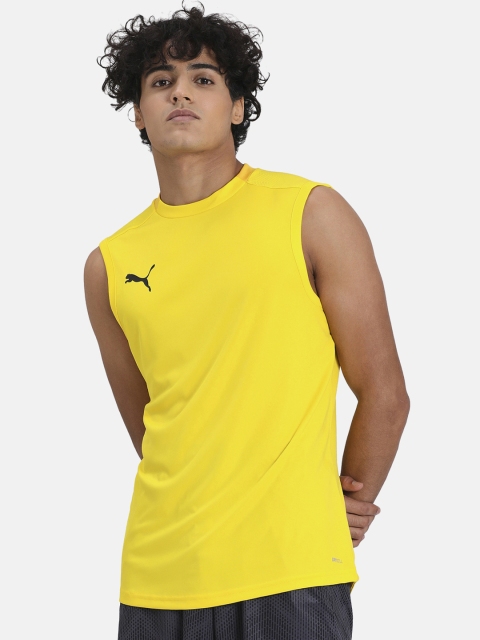 

Puma Men Yellow Solid Round Neck Sleeveless Training Men's Jersey T-shirt
