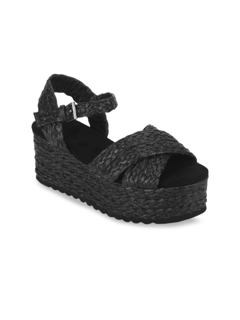 

Truffle Collection Women Black Woven Design Flatforms