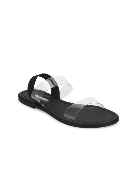 

Truffle Collection Women Black & Transparent Colourblocked Open Toe Flats