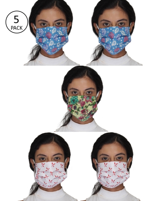

Anekaant Women Pack Of 5 Printed 3-Ply Reusable Outdoor Cloth Masks, White