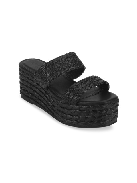 

Truffle Collection Women Black Woven Design Flatform Heels