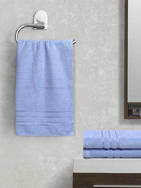 

BOMBAY DYEING Unisex Set Of 3 Blue SolidFlora 350 GSM Medium Towels