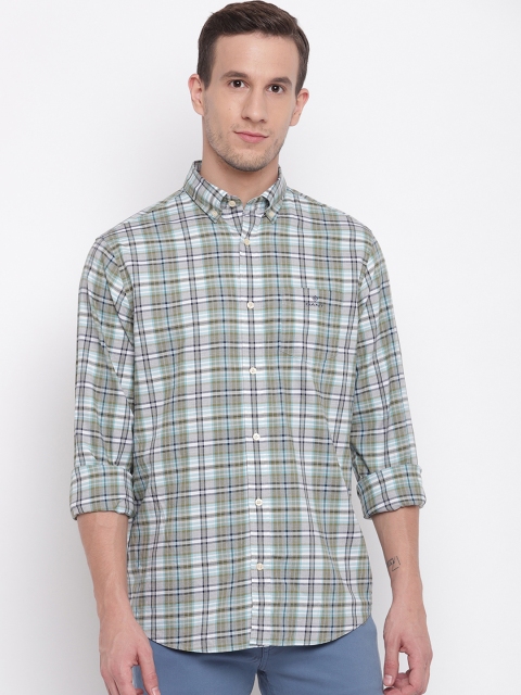 

GANT Men Green & White Regular Fit Checked Casual Shirt