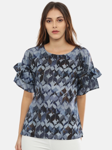 

IDK Women Blue Printed Top