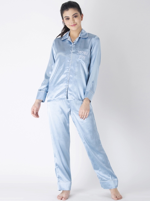 

ADORENITE Women Blue Solid Night suit